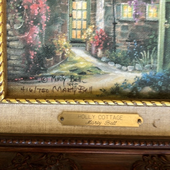 Holly Cottage Marty BELL auténtic original paint 1995 #416/750 8x6 canvas wood - Picture 7 of 8